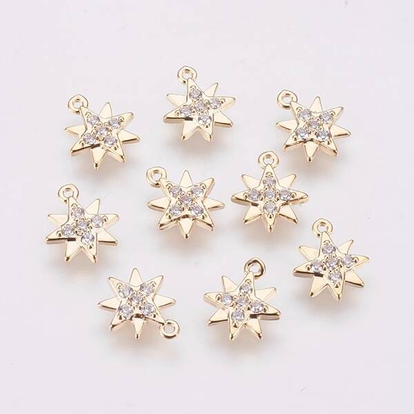 Brass Micro Pave Cubic Zirconia Charms