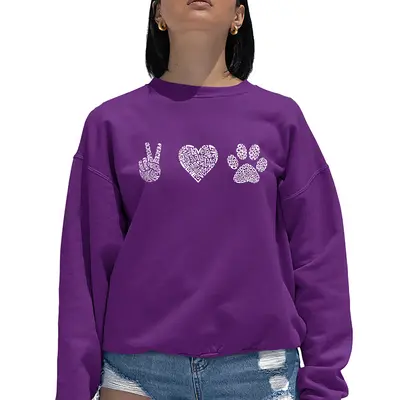 Peace Love Dogs - Women's Word Art Crewneck Sweatshirt - Black - Large