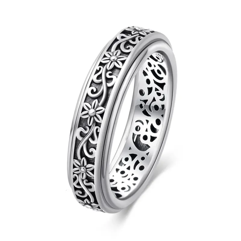 Sterling Silver Daisy & Ivy Spinner Ring