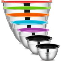 Vtopmart 7 Pack Stainless Steel Mixing Bowls with Colorful Lids for Baking, Prepping,Serving Food Springtok Tableware Dishwas...