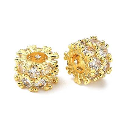 Brass Micro Pave Cubic Zirconia European Beads