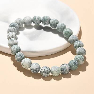 Natural Green Spot Jasper Bead Stretch Bracelets