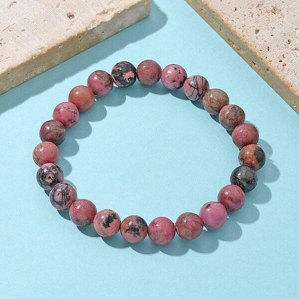 Natural Rhodonite Beads Stretch Bracelets