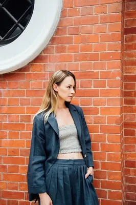 Women linen blazer - Charcoal | Size: S