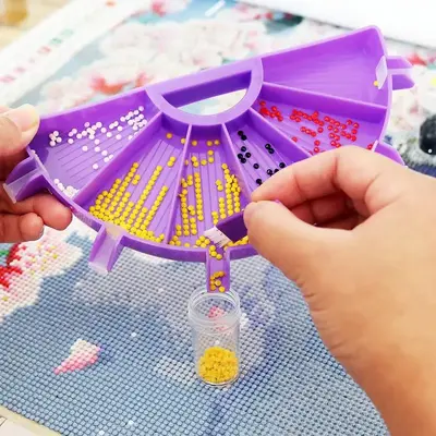 6 Grid Diamond Arts Colorful Painting Drill Tray with Brush, DIY Rhinestone Sorting and Crafts Making Tool, DIY Accessories f...