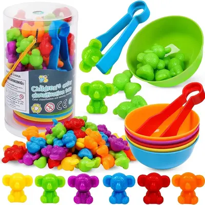 Counting Koala Toys Matching Game with Sorting Bowls, 1 Set Manipulatives Montessori Learning Toys, Color Classification and ...