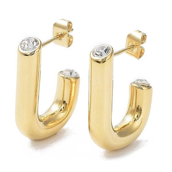 Ion Plating(IP)  304 Stainless Steel Half Hoop Stud Earrings