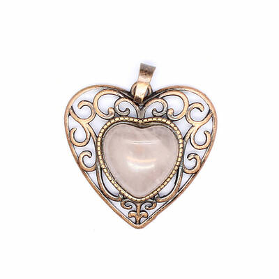 Retro Hollow Natural Rose Quartz Pendants
