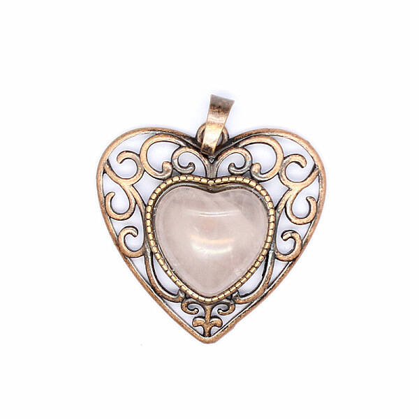 Retro Hollow Natural Rose Quartz Pendants