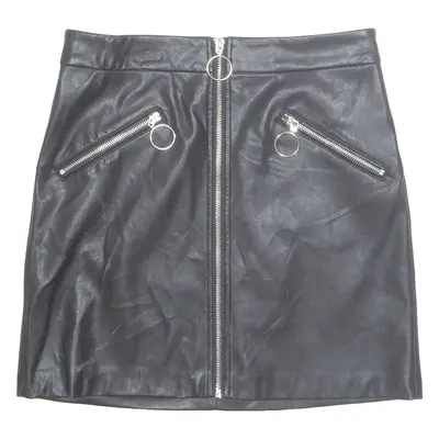 MNG CASUAL Womens Straight Skirt Black Short Leather S