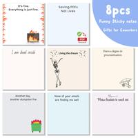 Funny Office Sticky Note, 8 Counts 3x3 Inch Funny Letter Note Pad, Adhesive Sticky Notebook, School Office Home Supplies