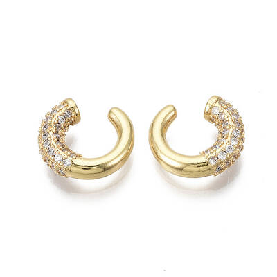 Brass Micro Pave Clear Cubic Zirconia Cuff Earrings