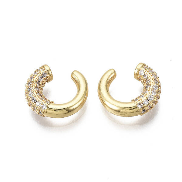 Brass Micro Pave Clear Cubic Zirconia Cuff Earrings