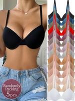 Women's Solid Color Push Up Bra, Random, Lady Adjustable Strap Back-clasp Bra, Soft Comfortable Breathable Medium Stretch Bra...