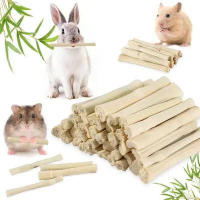 EVERBETTERUS Sweet Bamboo Chew-Sticks Natural Rabbit Bamboo Sticks 100g Small Animal Chew Toy Bunny Molar Treats Atural Teeth...
