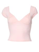 Women's Solid Sweetheart Neck Crop Tee, Casual Cap Sleeve T-Shirt for Outdoor Daily Wear, Ladies Summer Clothes, Summer Outfi...
