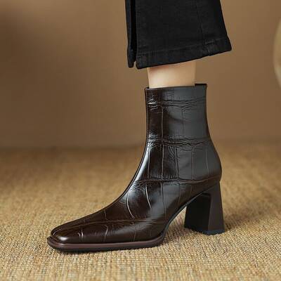 CHIKO Adel Square Toe Chunky Heels Ankle Boots