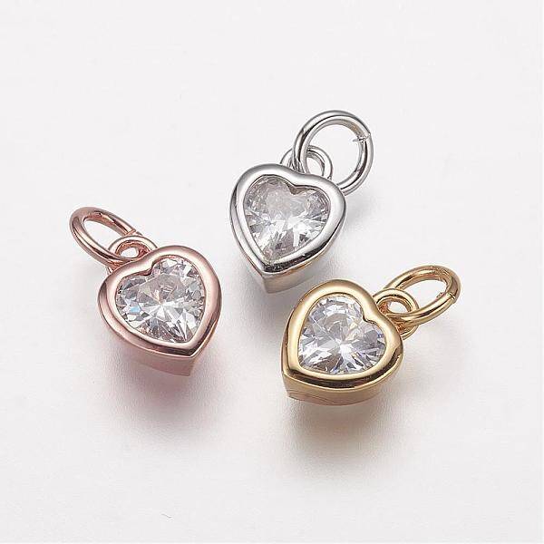 Brass Micro Pave Grade AAA Cubic Zirconia Charms