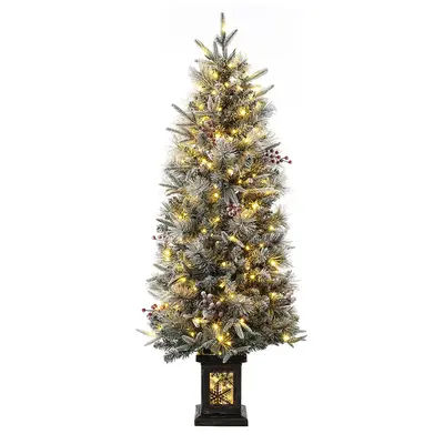 Garvee 4.5ft Christmas Tree, Pre-Lit Artificial Christmas Tree with Snowflake Base, 200 LEDs & 8 Lighting Modes, Prelit Xmas ...