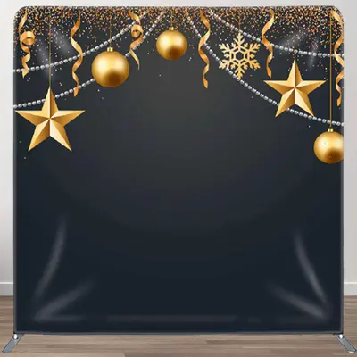 Aperturee Gold Star String Ornaments Black Backdrop For Party - Aperturee