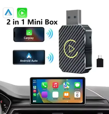 Mini Wireless Apple CarPlay Adapter, for both Apple and Android,converts wired to wireless, plug and play