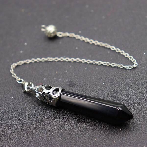 Natural Dyed & Heated Black Agate Dowsing Pendulums