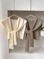 Women's Solid Color Modern Beige Stoles Set, Casual Versatile Shawl for Daily Wear, Fashion Chic Clothing Accessories for ...