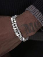 Rhinestone Decorated Tennis Chain Bracelet, Fashionable Jewelry for Women & Men, Trendy All-match & Exquisite Jewelry for Bir...
