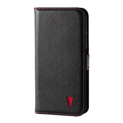 Samsung Galaxy S20 FE Leather Wallet Case (with Stand Function) - Black with Red Detail