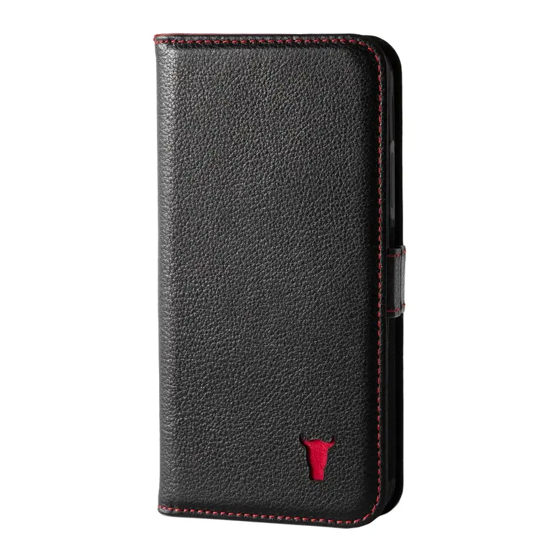 Samsung Galaxy S20 FE Leather Wallet Case (with Stand Function) - Black with Red Detail