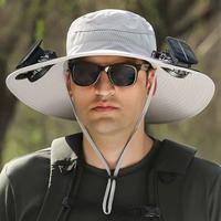 Outdoor Wide-brimmed Sun Hat with Solar Fan, Unisex Fishing Solar Fan Hat, Fisherman's Hat with Built-in Fan, Suitable for Fi...