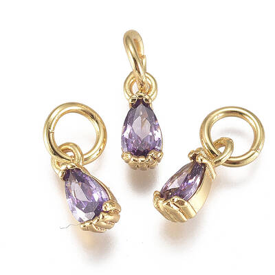 Brass Micro Pave Cubic Zirconia Charms