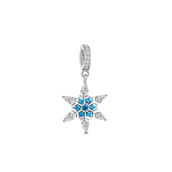 925 Sterling Silver Snowflake European Dangle Charms