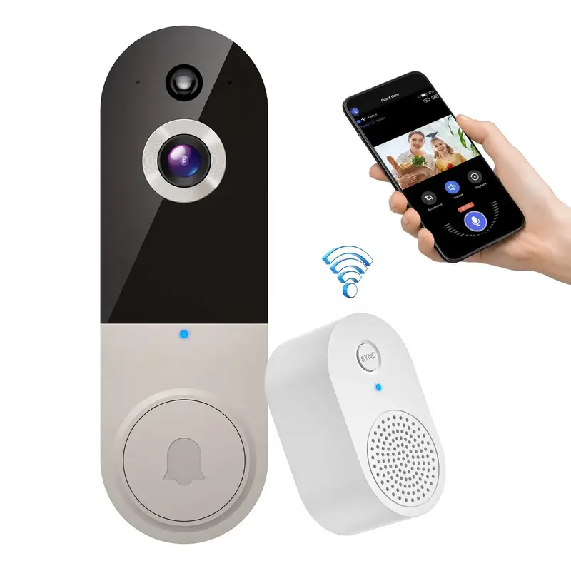 1080P Video Doorbell Camera, USB Rechargeable Wireless Doorbell Camera with Ring Chime, AI Human Detection, Live View, 100% ...