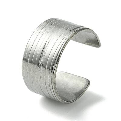 Non-Tarnish 304 Stainless Steel Grooved Open Cuff Ring