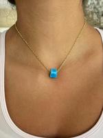 Protect Your Peace 18k Gold Plated Adjustable Chain and Blue Pendant Necklace for Women