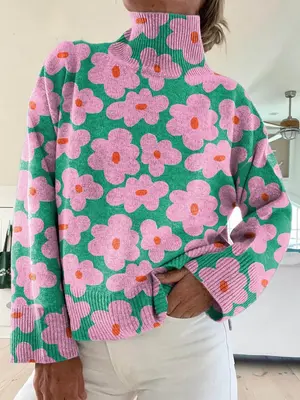 Mirellia | Floral High-Neck Sweater