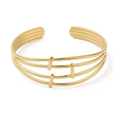 Ion Plating(IP) 304 Stainless Steel Multi Line Cuff Bangles for Women
