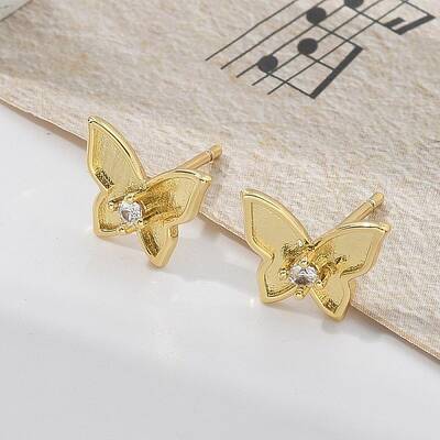 Brass Butterfly Stud Earrings