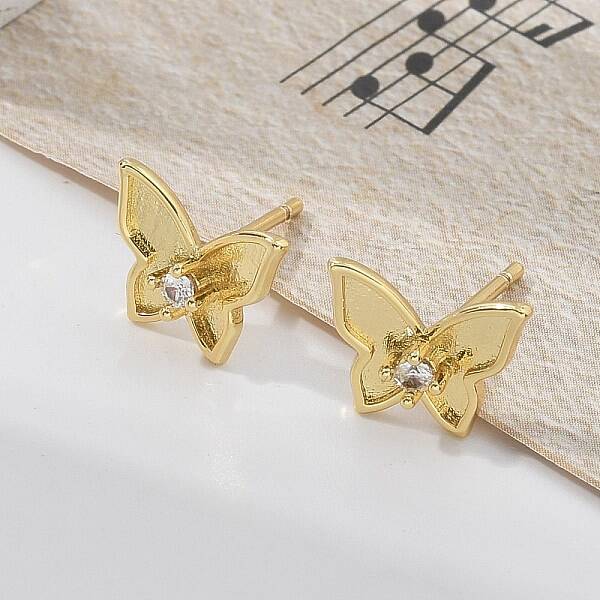 Brass Butterfly Stud Earrings