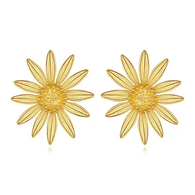 Sterling Silver with Yellow Gold Plated Sunflower Stud Earrings