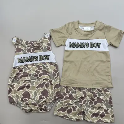Mama's Boy Summer Outfit Camo Summer Shorts Set Boy Summer Clothing
