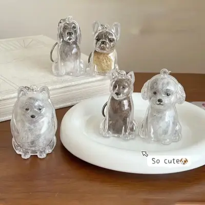 Cute Dog Hair Storage Keychain, Adorable Pet Fur Hanging Decoration, Creative Cartoon Design, Capsule Collection Gift Idea