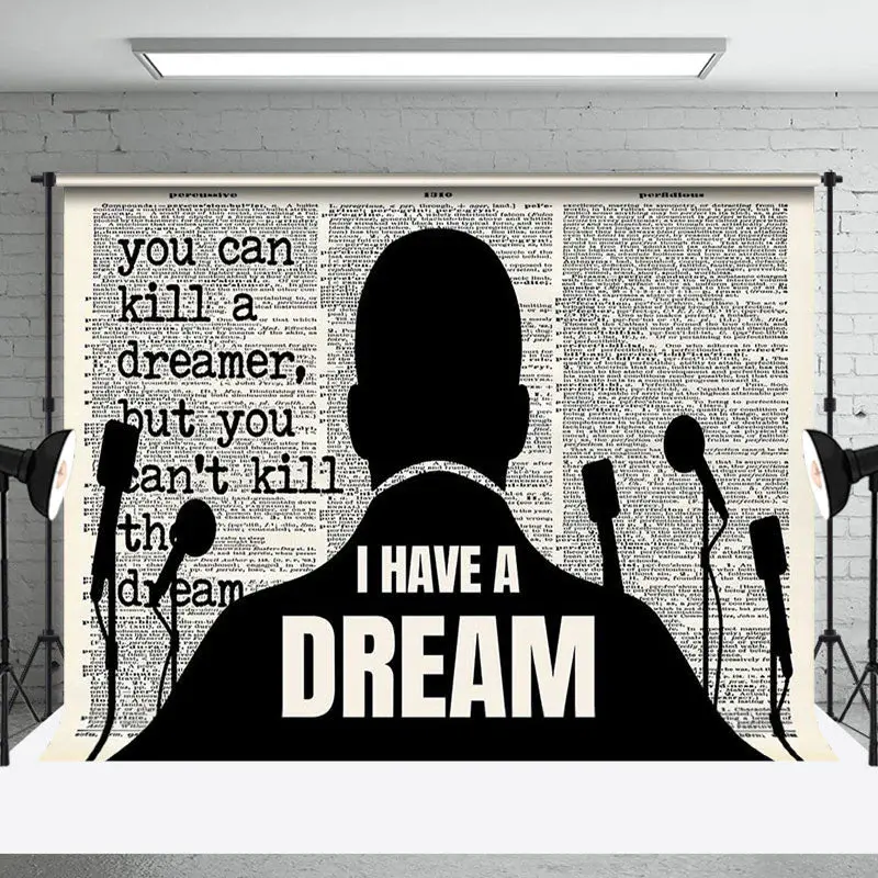 I Have A Dream Black White Speech Mlk Day Backdrop - Aperturee