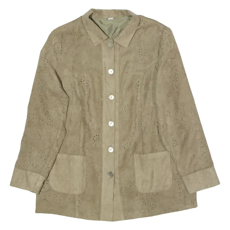 Womens Jacket Brown Faux Suede 90s UK 16