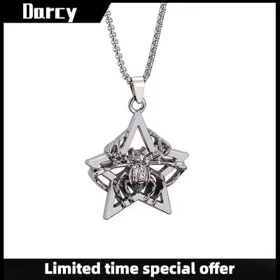 Dark creative niche retro spider five-pointed star necklace personality punk hip-hop gothic style retro jewelry
