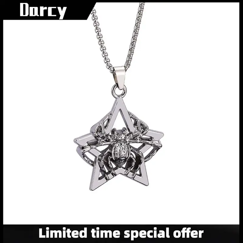 Dark creative niche retro spider five-pointed star necklace personality punk hip-hop gothic style retro jewelry