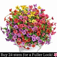 Artificial Flower (12/24pcs/set),faux flower, UV Resistant Colorful Fake Flower, Decorative Bouquet for Home Decor Garden Par...