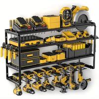 Power Tool Organizer Wall Mount Garage Tool Storage 4 Layer Cordless Tool Organizer With 8 Drill Holder Garage Utility Shelve...