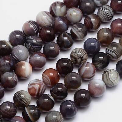 Round Natural Botswana Agate Bead Strands